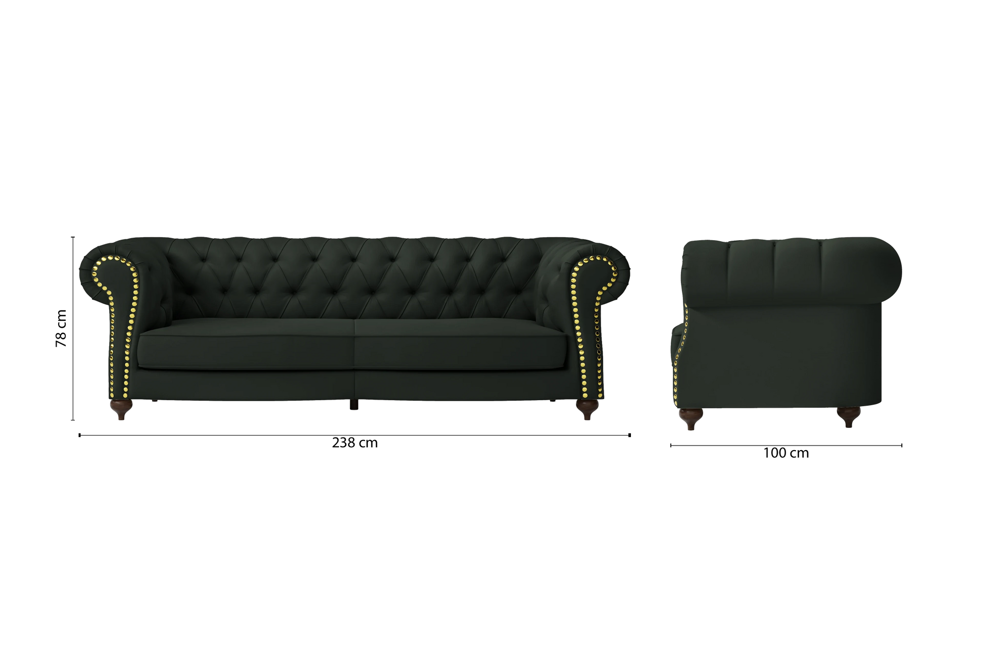 Bitonto 3 Seater Sofa Green Leather