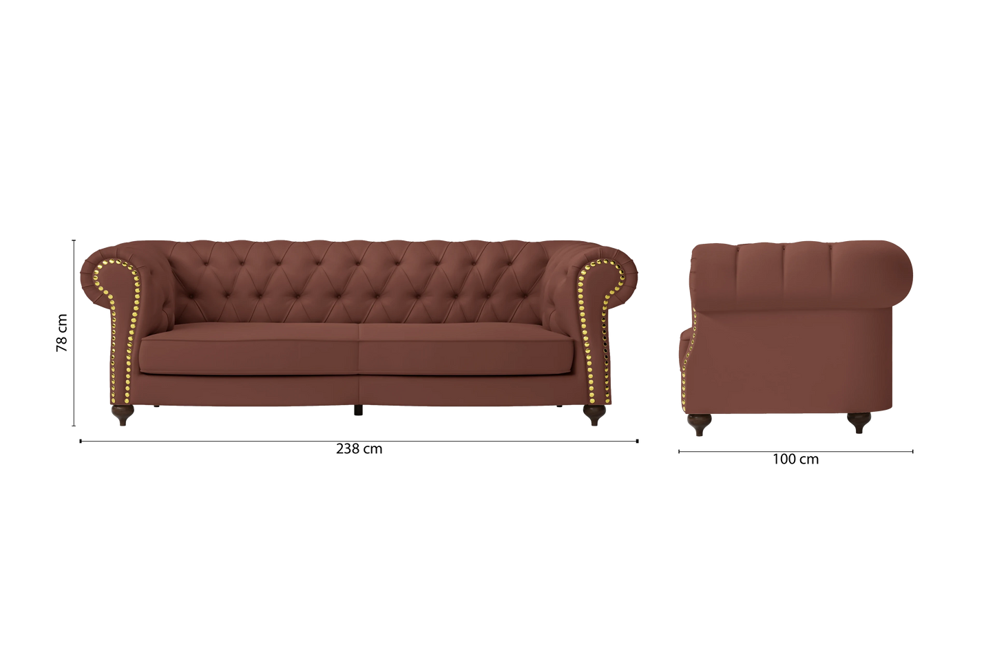 Bitonto 3 Seater Sofa Mauve Leather