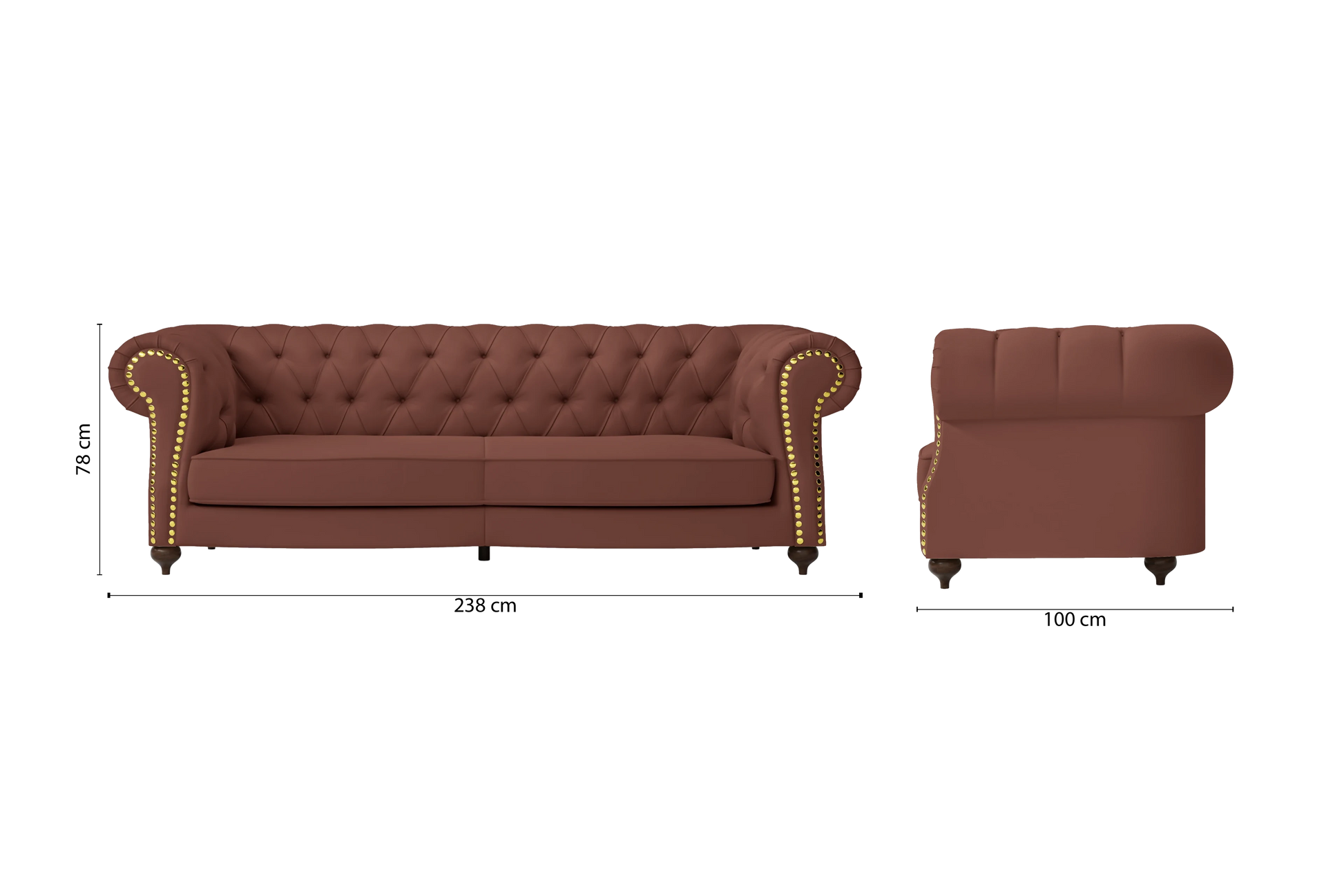 Bitonto 3 Seater Sofa Mauve Leather