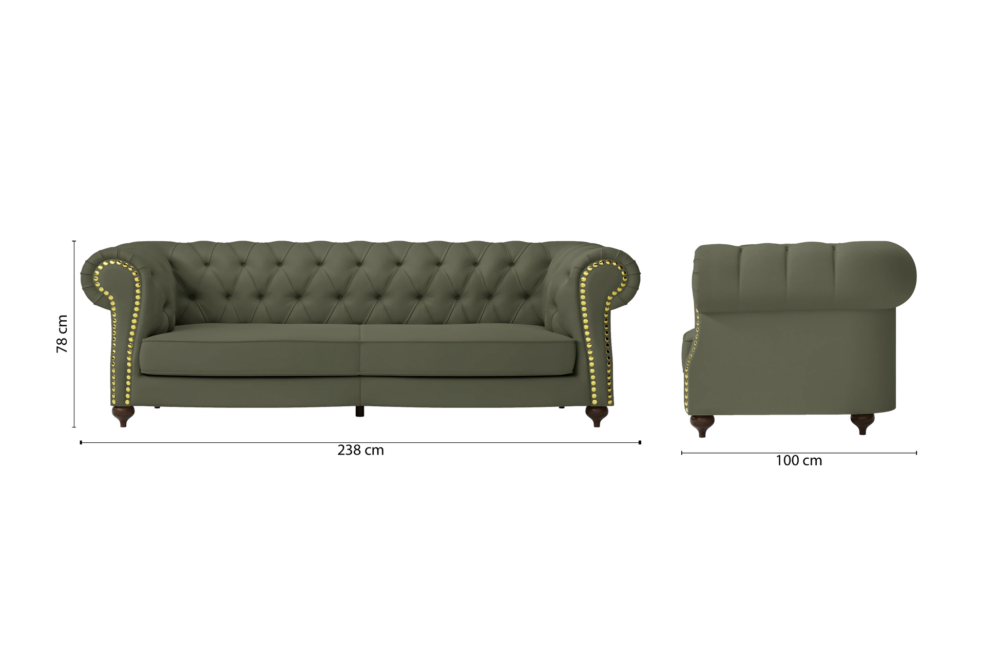 Bitonto 3 Seater Sofa Sage Leather