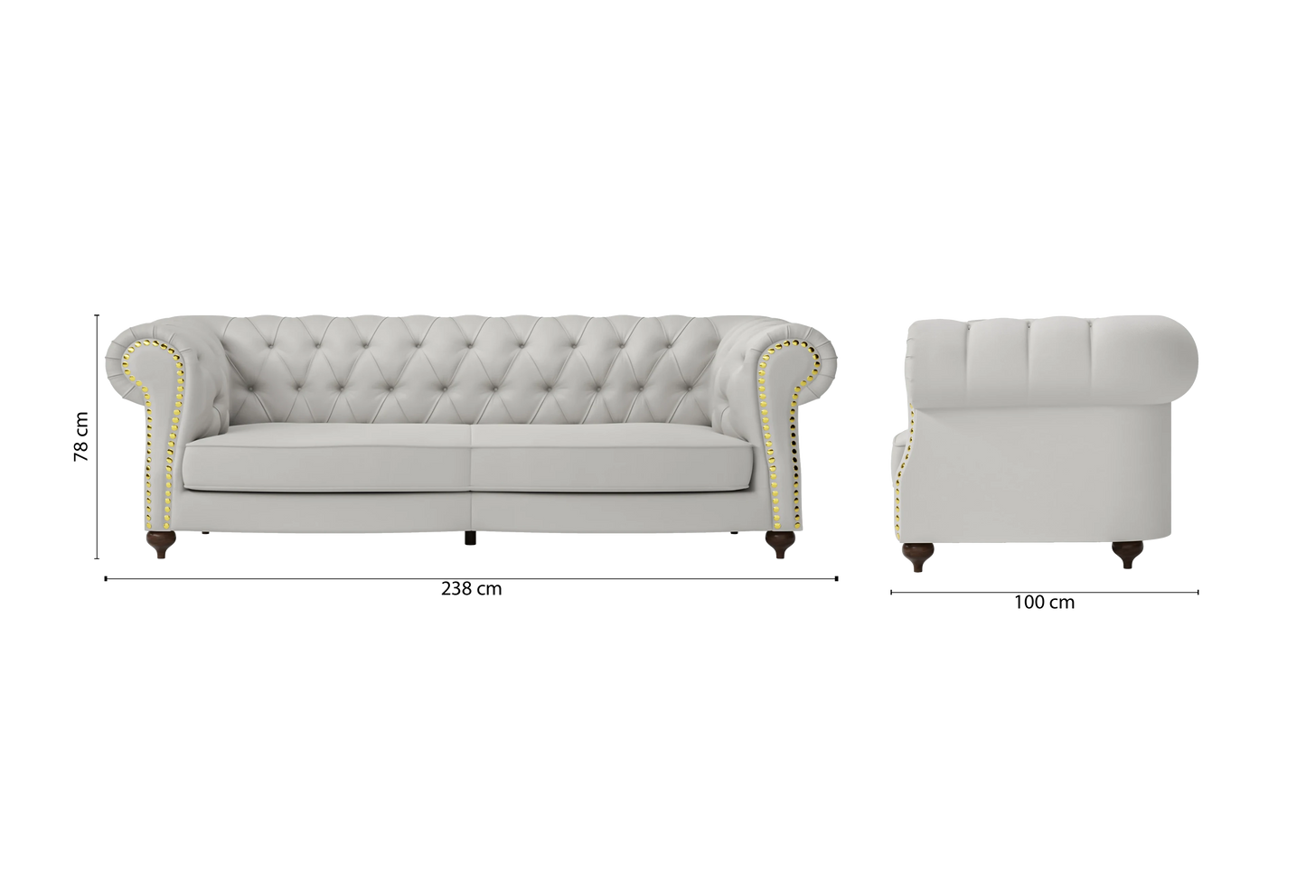 Bitonto 3 Seater Sofa White Leather