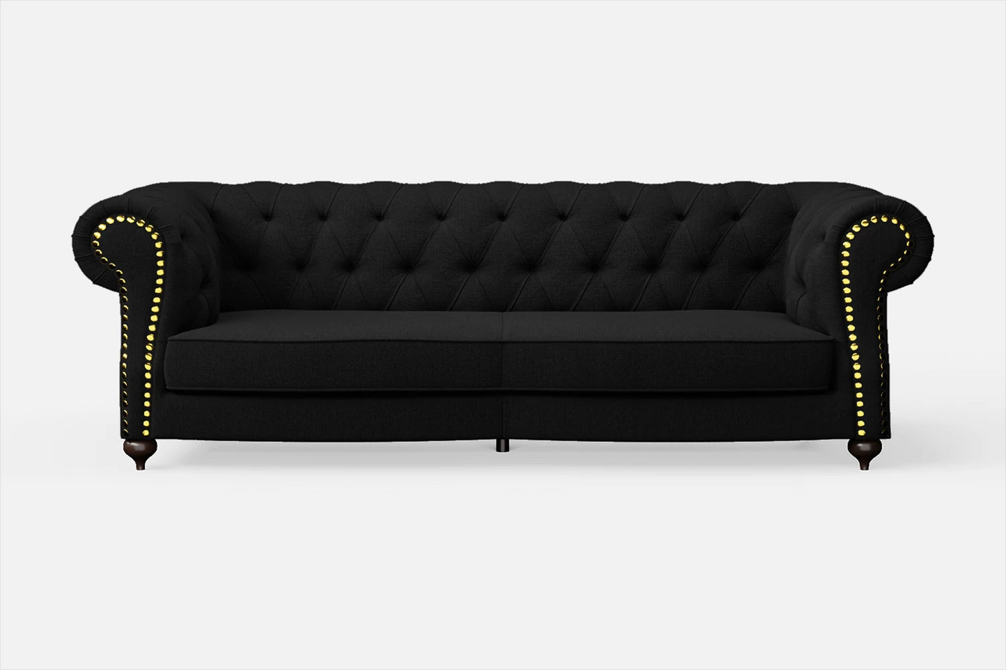 Bitonto 3 Seater Sofa Black Linen Fabric