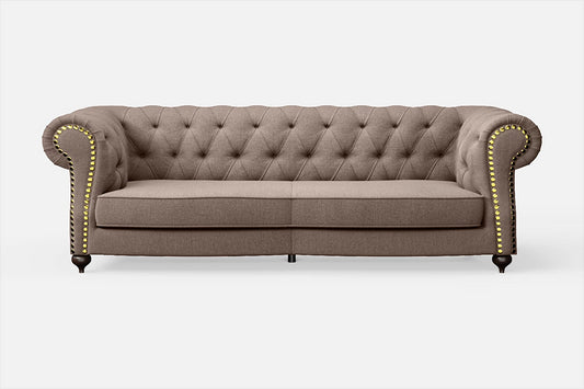 Bitonto 3 Seater Sofa Caramel Linen Fabric