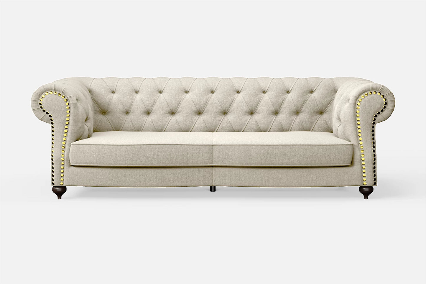 Bitonto 3 Seater Sofa Cream Linen Fabric