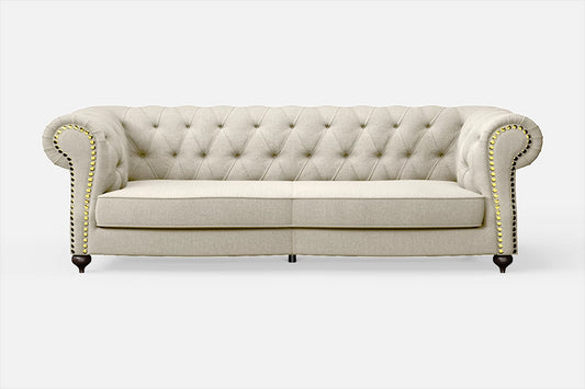 Bitonto 3 Seater Sofa Cream Linen Fabric