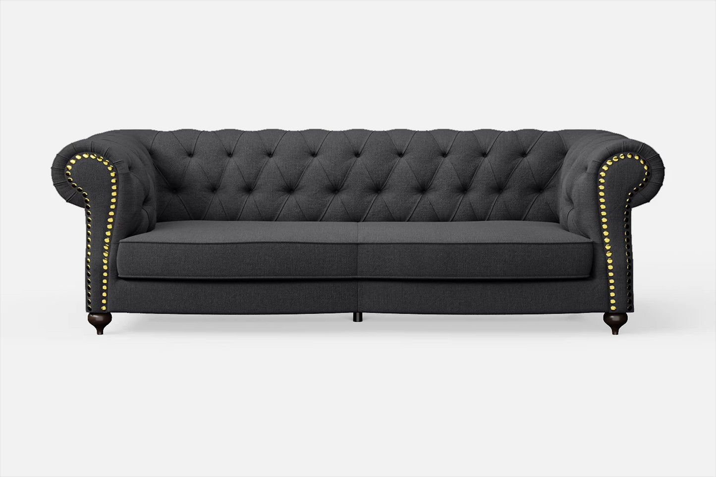 Bitonto 3 Seater Sofa Dark Grey Linen Fabric