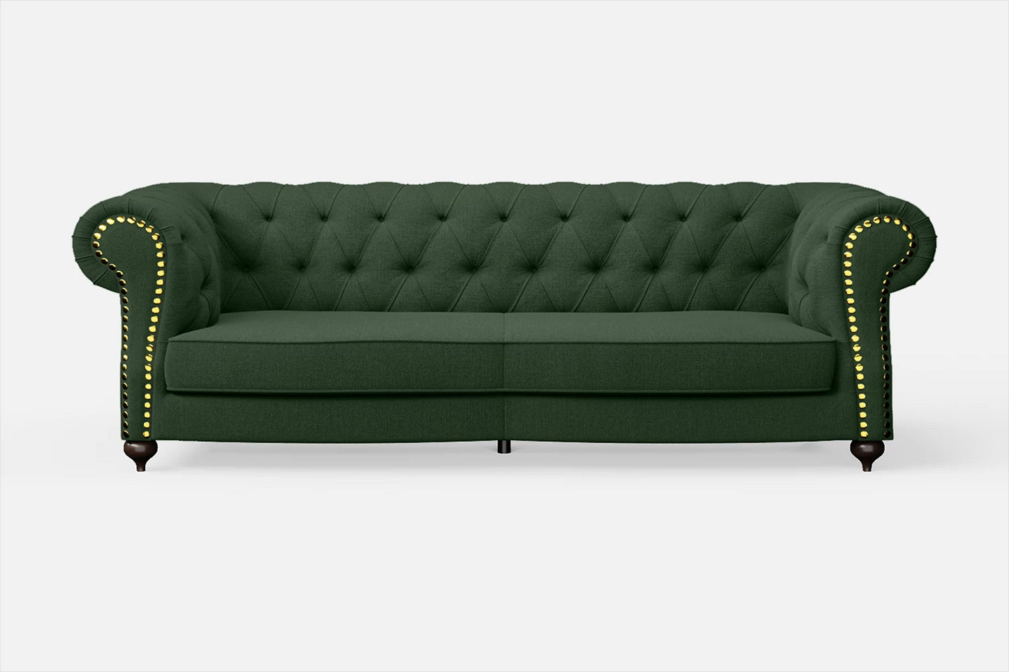 Bitonto 3 Seater Sofa Forest Green Linen Fabric