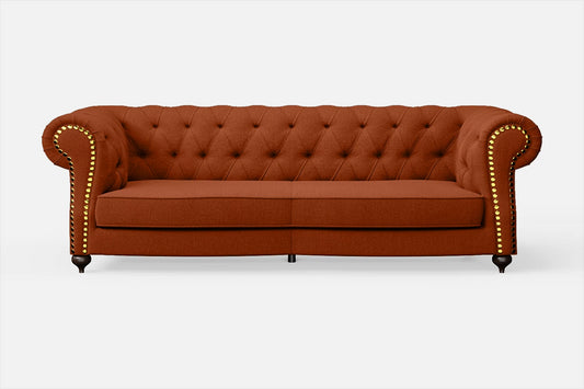 Bitonto 3 Seater Sofa Orange Linen Fabric