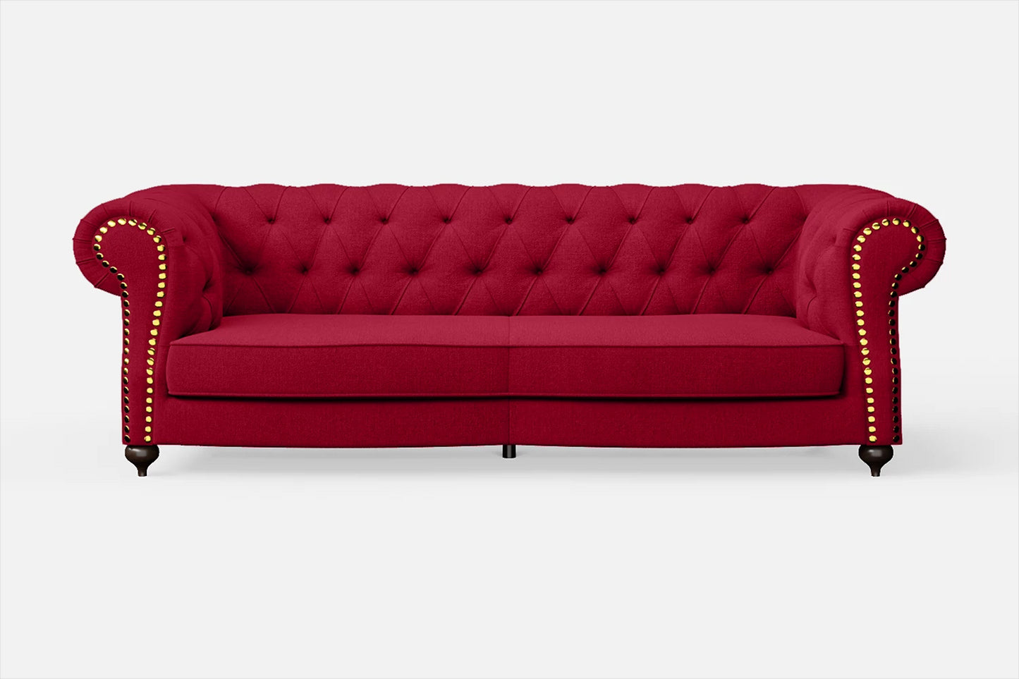 Bitonto 3 Seater Sofa Red Linen Fabric