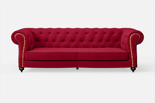 Bitonto 3 Seater Sofa Red Linen Fabric