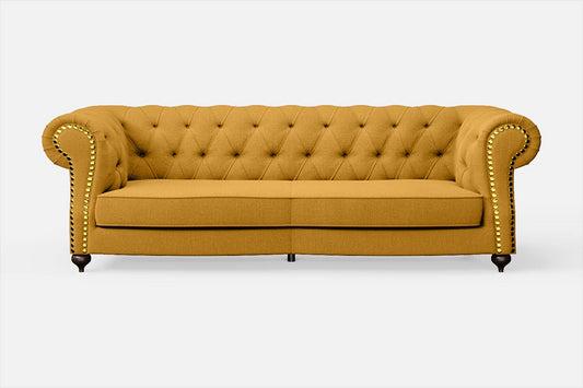 Bitonto 3 Seater Sofa Yellow Linen Fabric