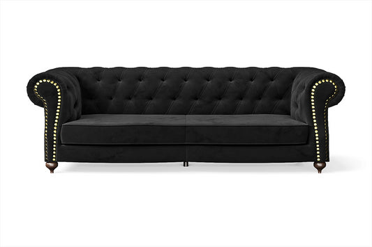 Bitonto 3 Seater Sofa Black Velvet