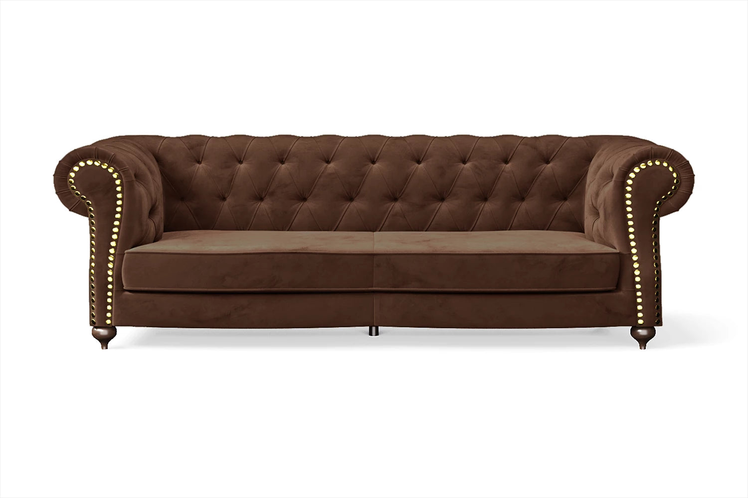 Bitonto 3 Seater Sofa Coffee Brown Velvet