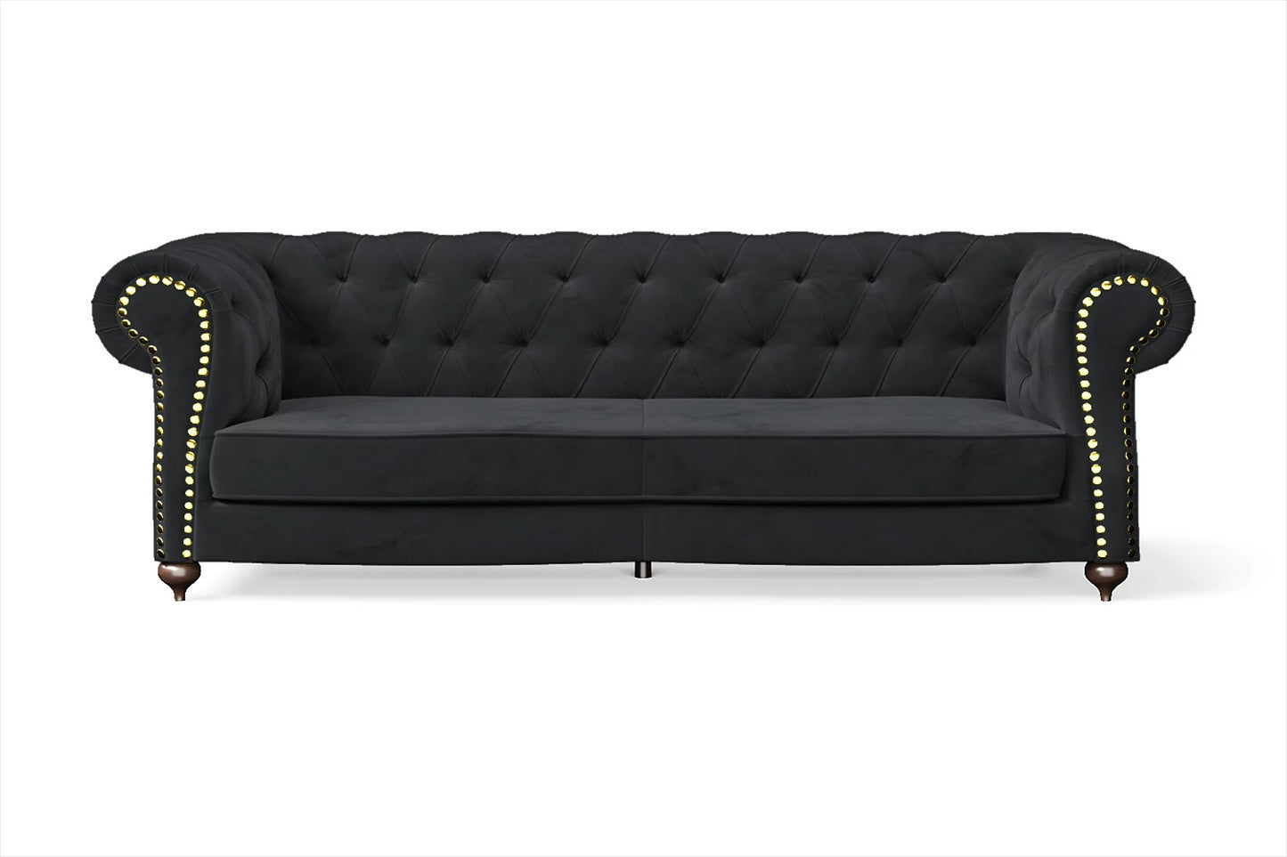 Bitonto 3 Seater Sofa Dark Grey Velvet