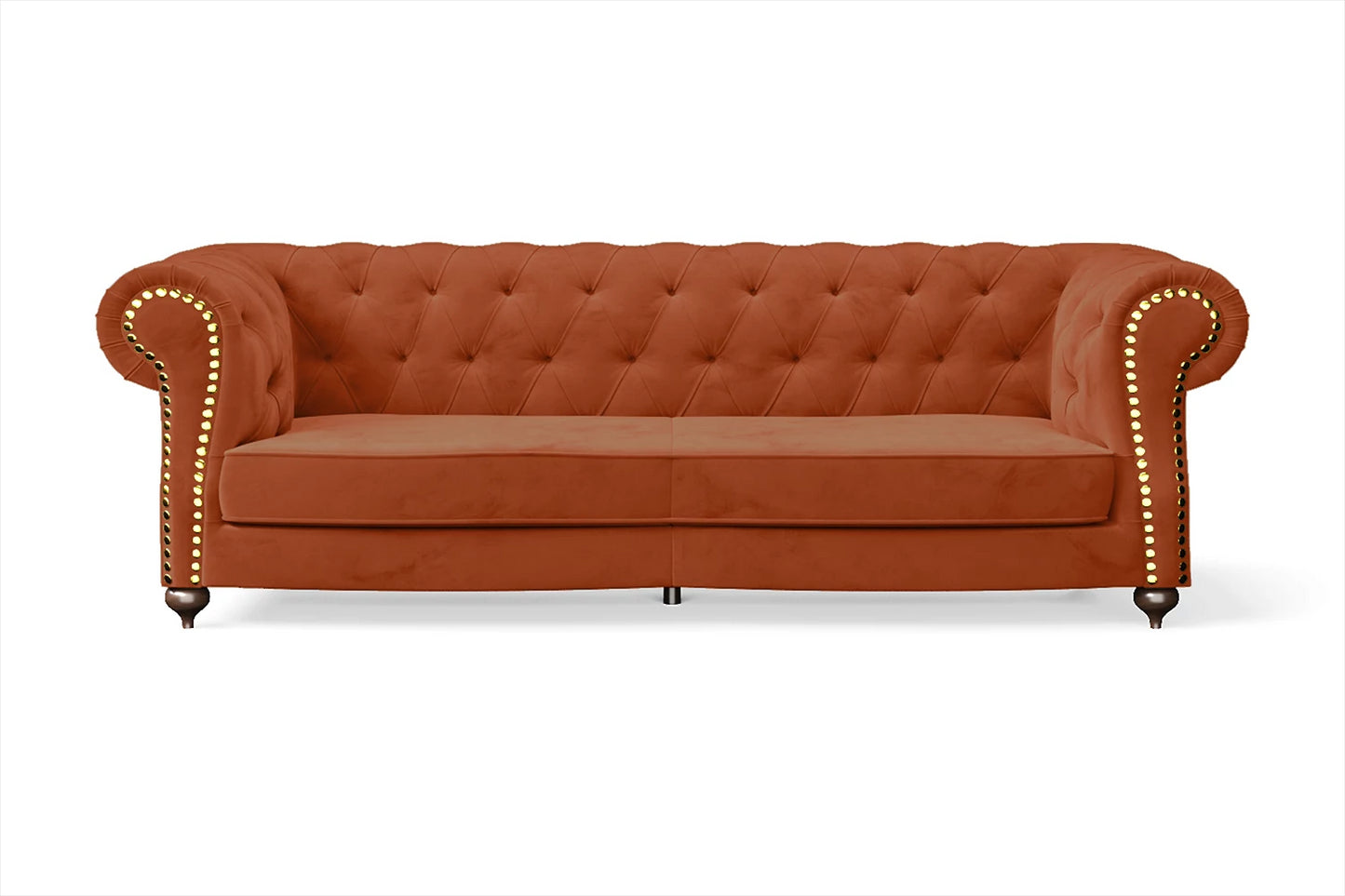 Bitonto 3 Seater Sofa Orange Velvet