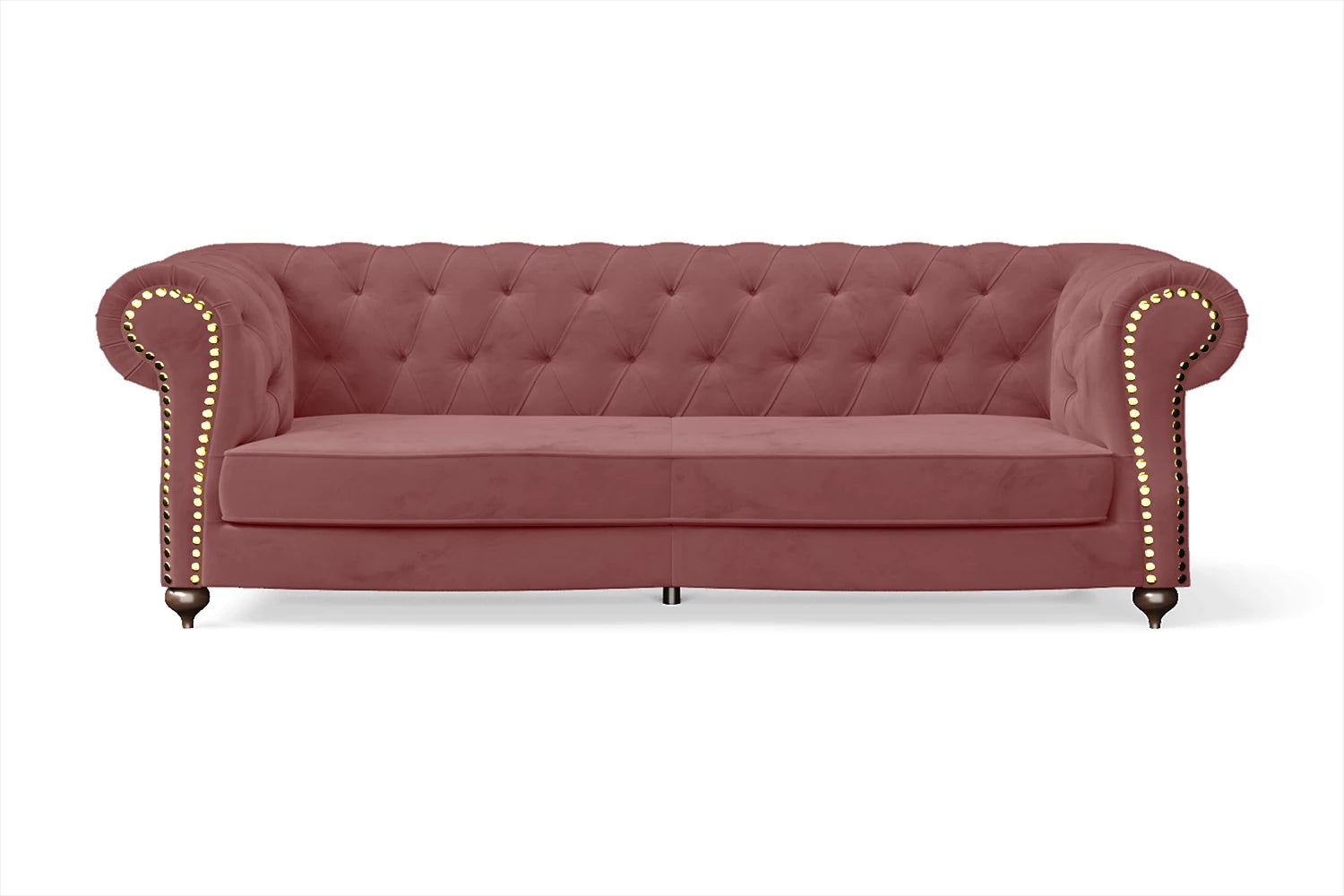 Bitonto 3 Seater Sofa Pink Velvet