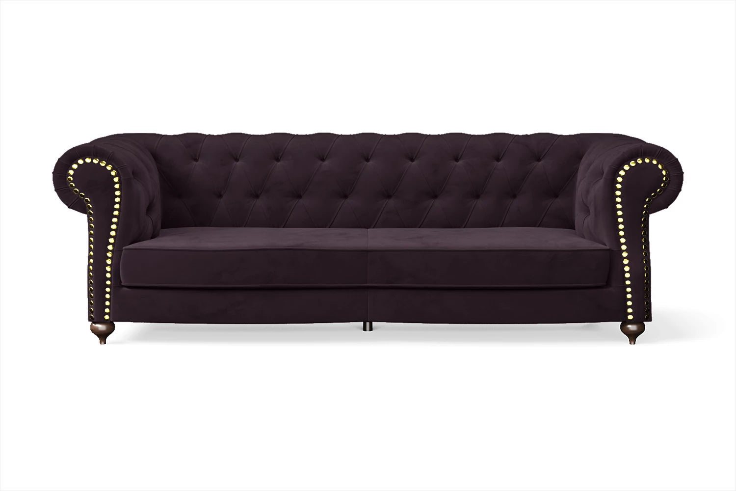 Bitonto 3 Seater Sofa Purple Velvet