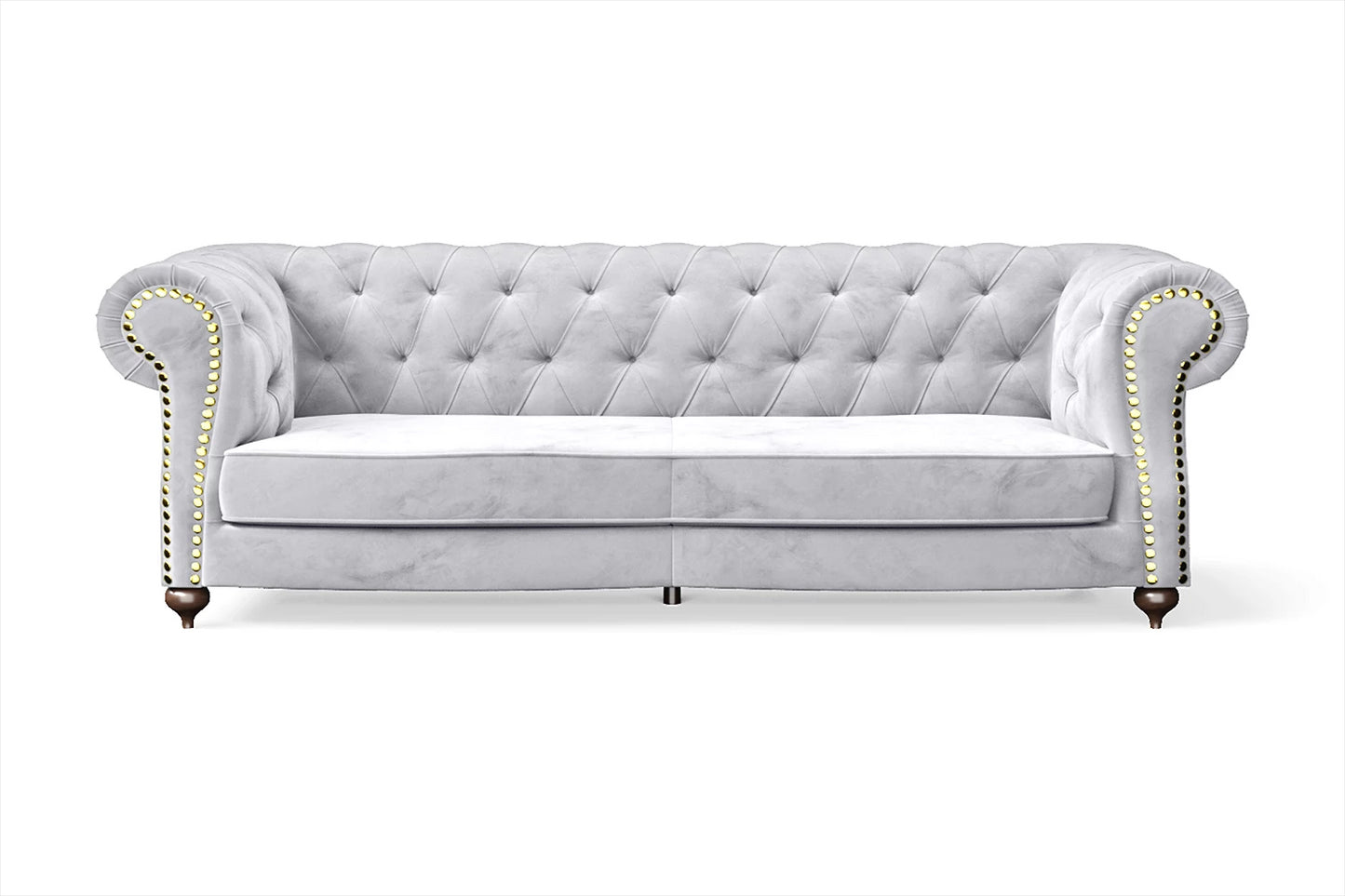 Bitonto 3 Seater Sofa Silver Velvet