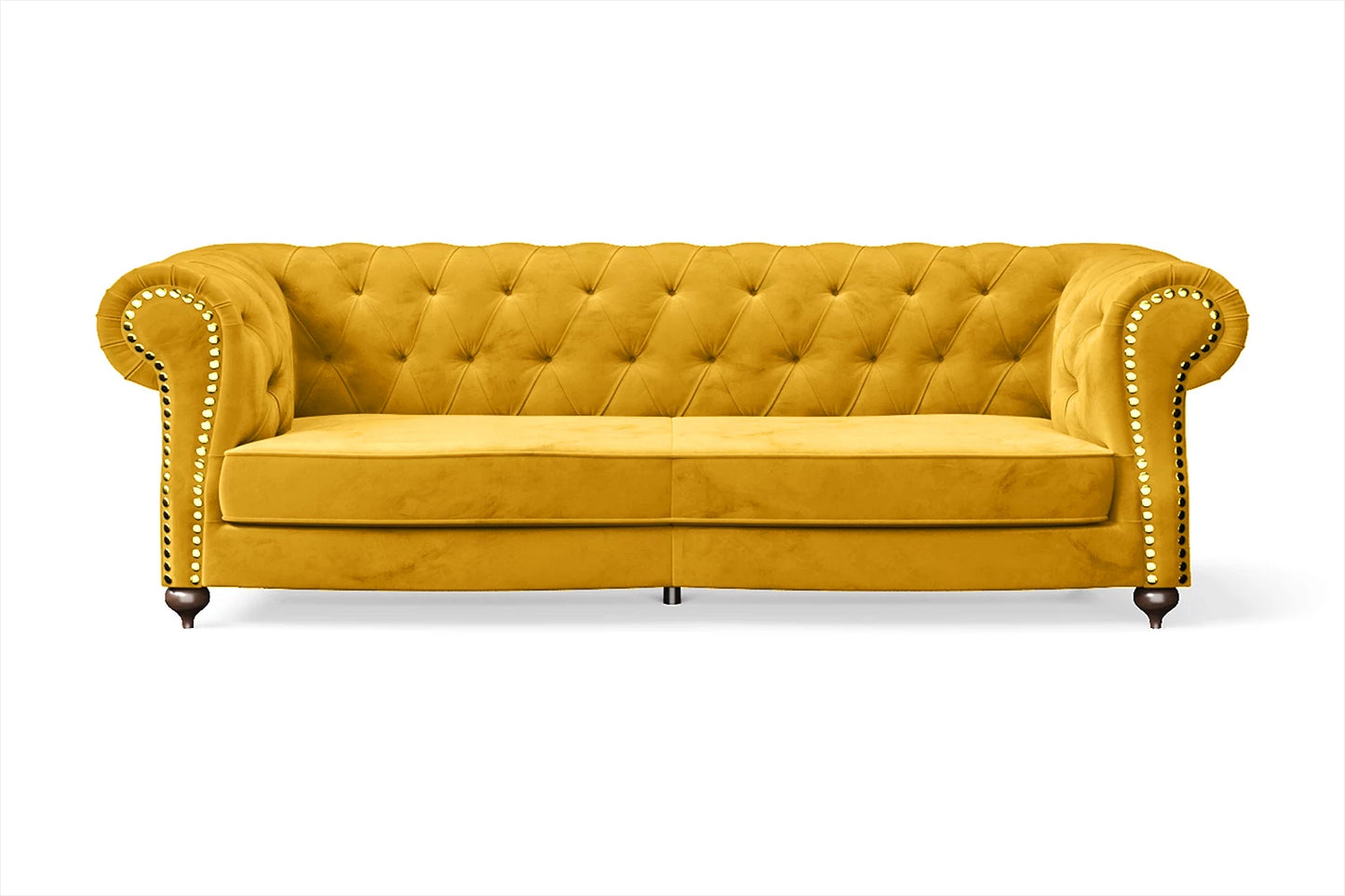 Bitonto 3 Seater Sofa Yellow Velvet