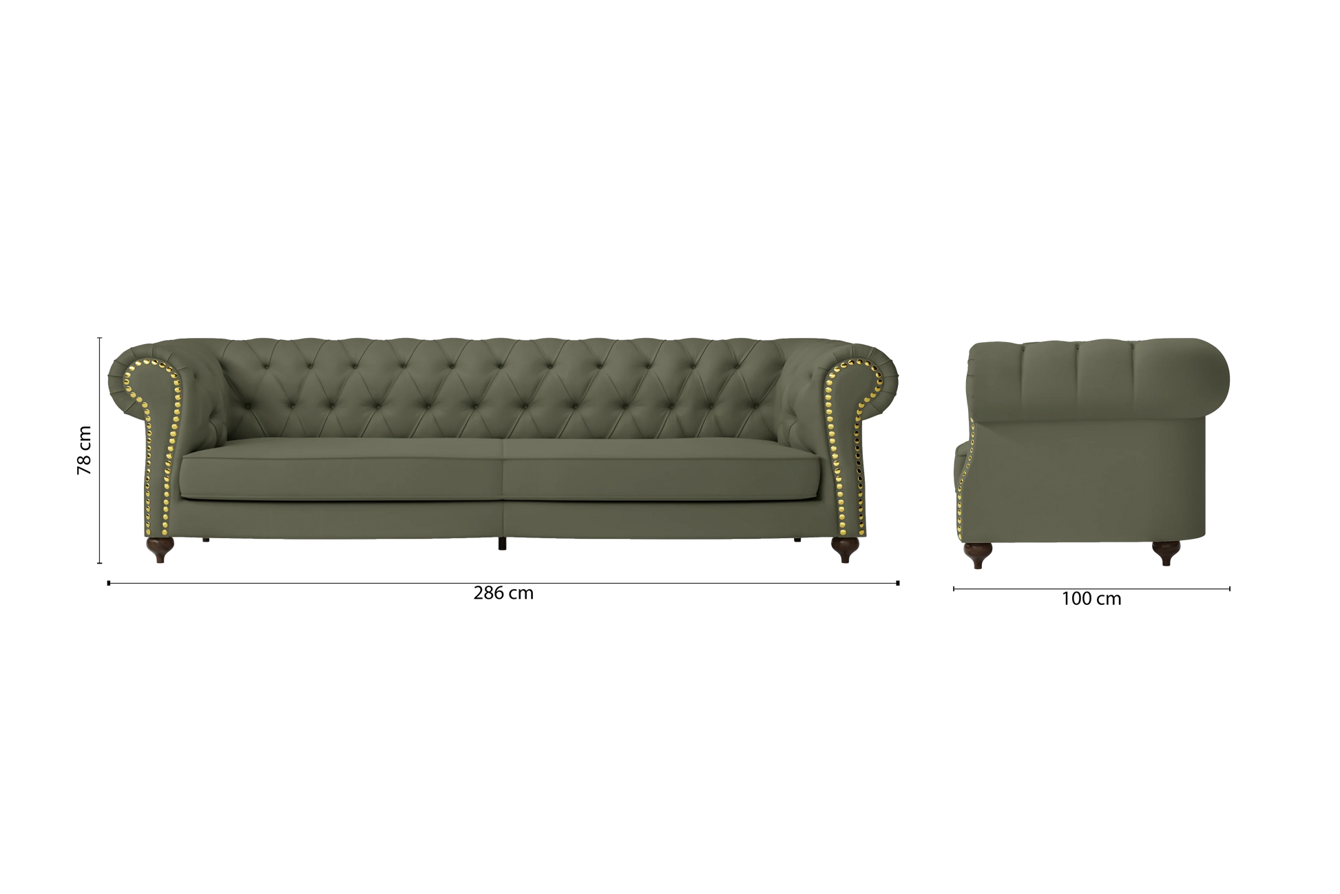 Bitonto 4 Seater Sofa Sage Leather