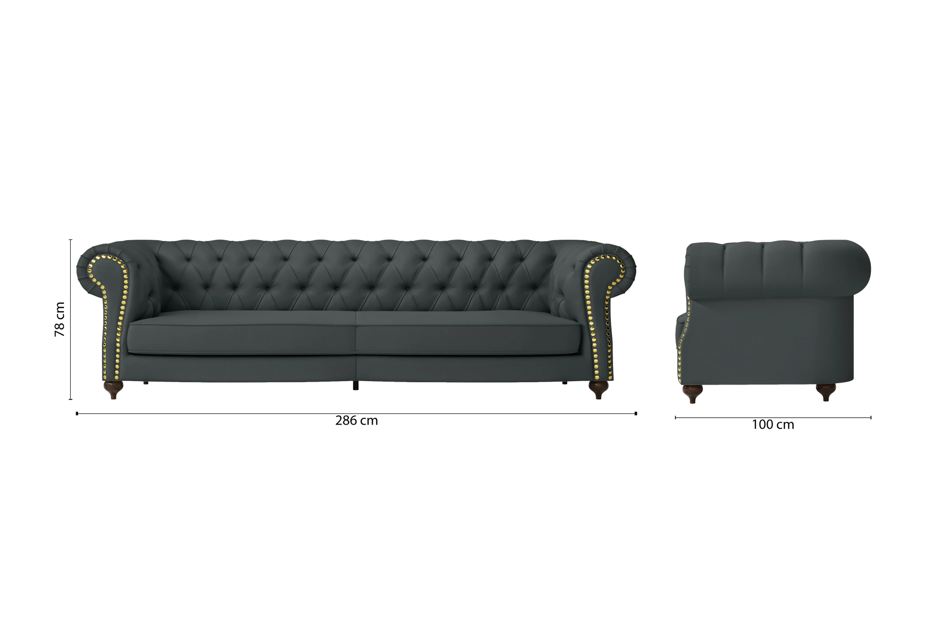 Bitonto 4 Seater Sofa Slate Leather