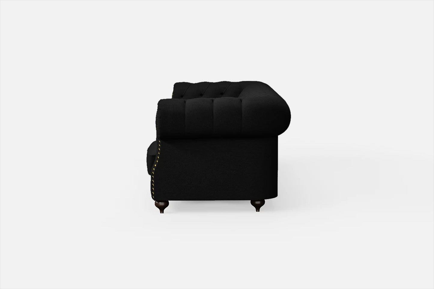 Bitonto 4 Seater Sofa Black Linen Fabric