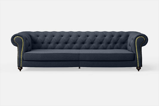 Bitonto 4 Seater Sofa Dark Blue Linen Fabric