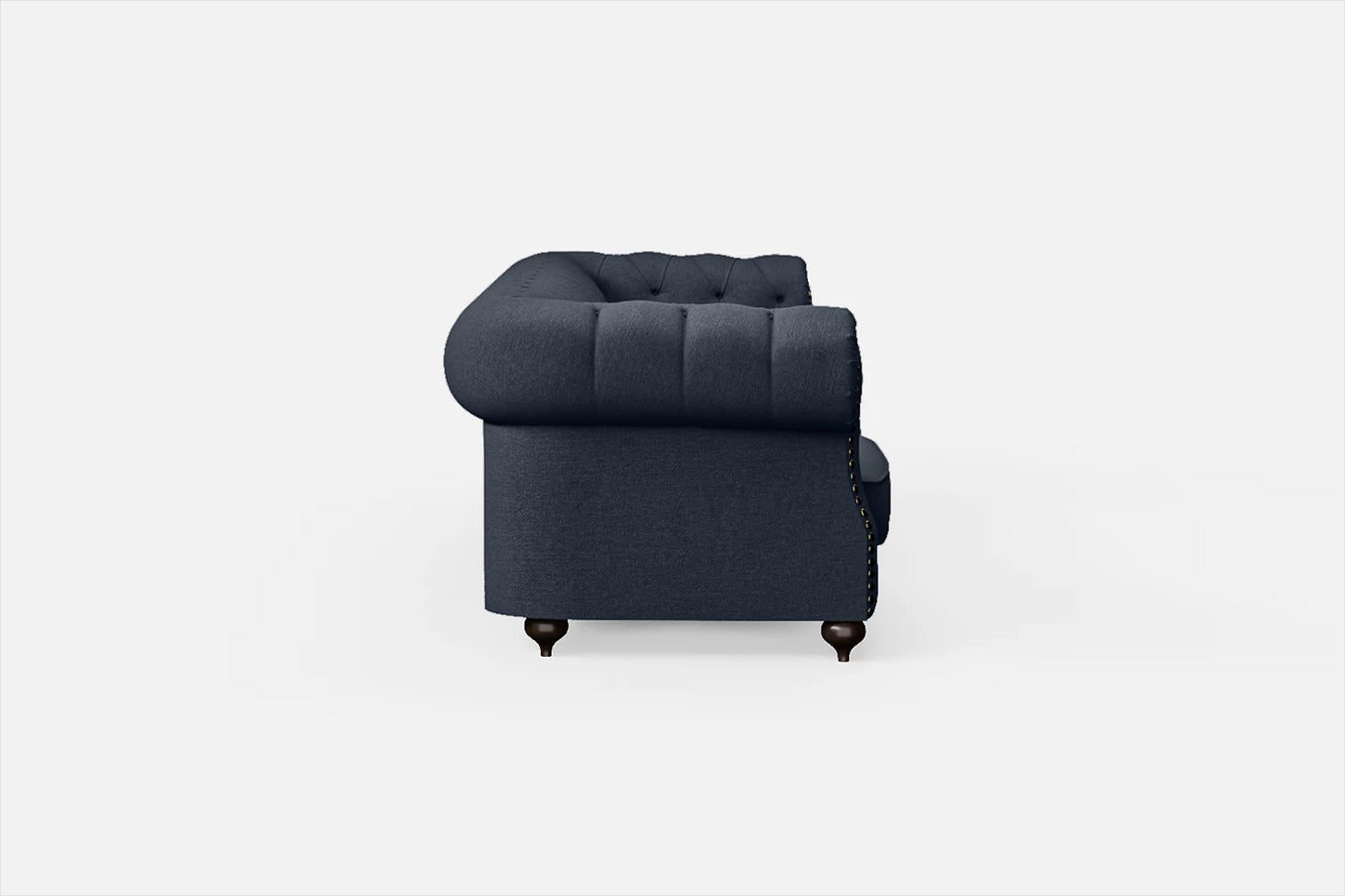 Bitonto 4 Seater Sofa Dark Blue Linen Fabric