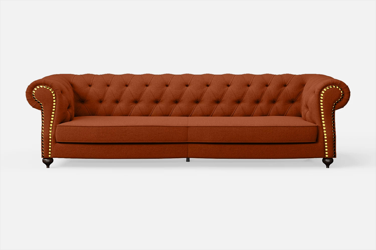 Bitonto 4 Seater Sofa Orange Linen Fabric