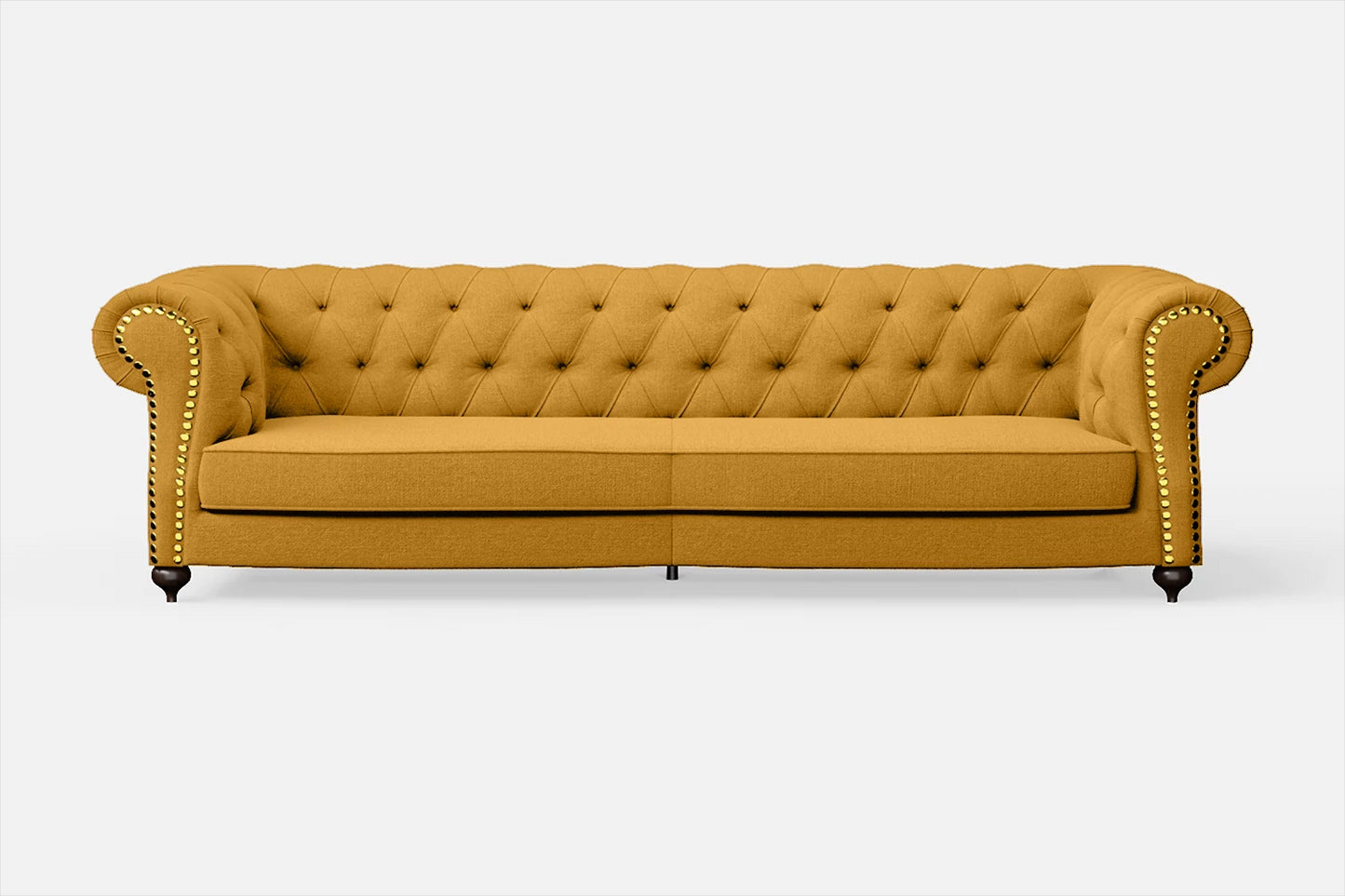 Bitonto 4 Seater Sofa Yellow Linen Fabric