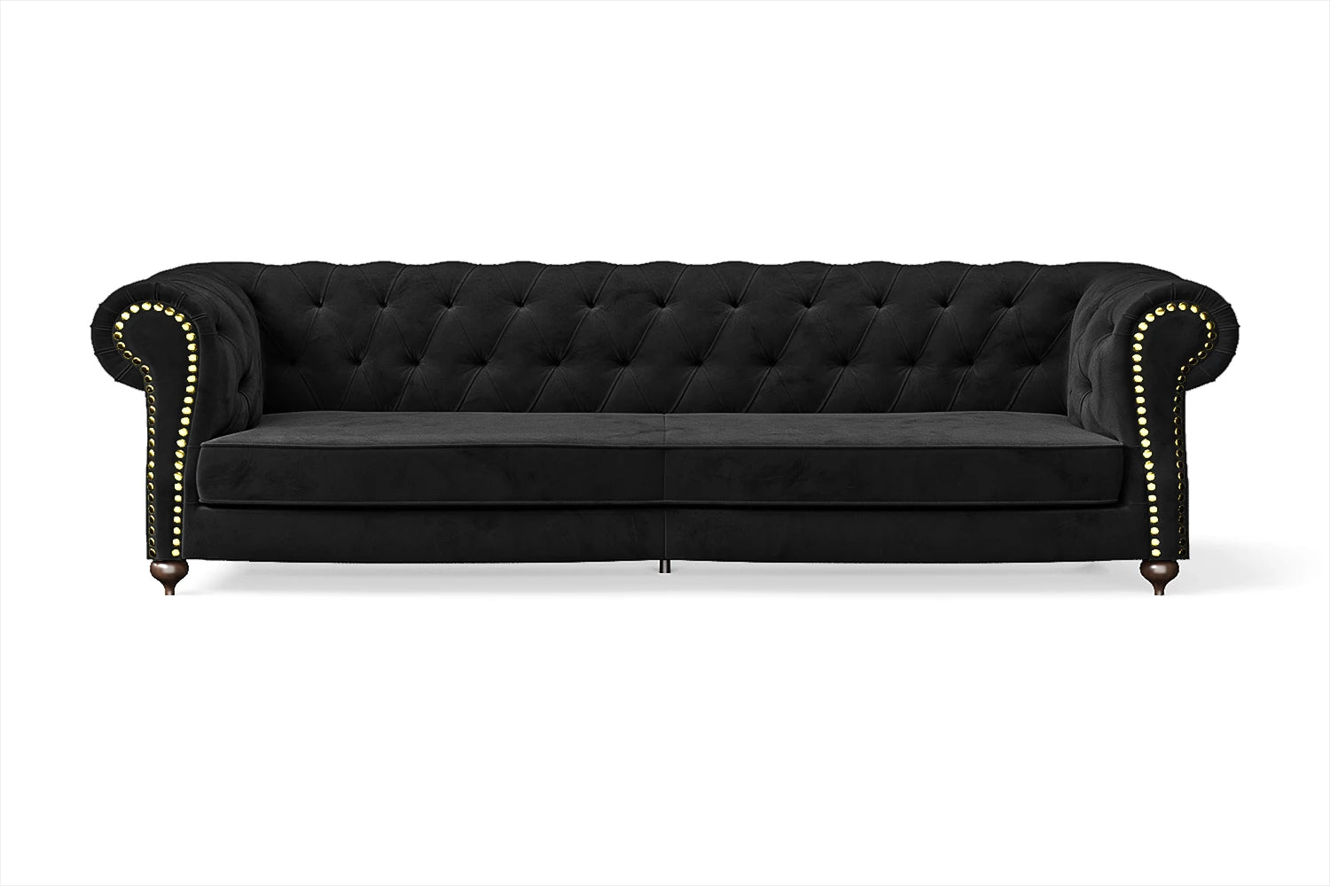 Bitonto 4 Seater Sofa Black Velvet