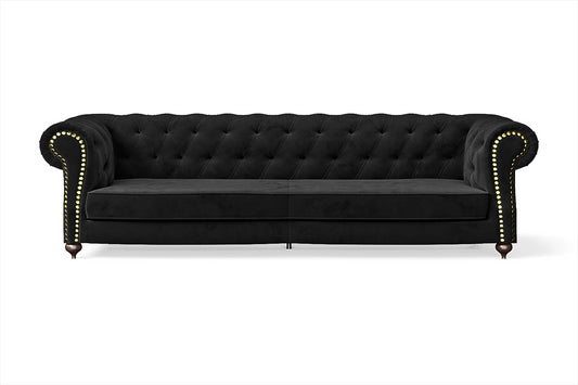 Bitonto 4 Seater Sofa Black Velvet