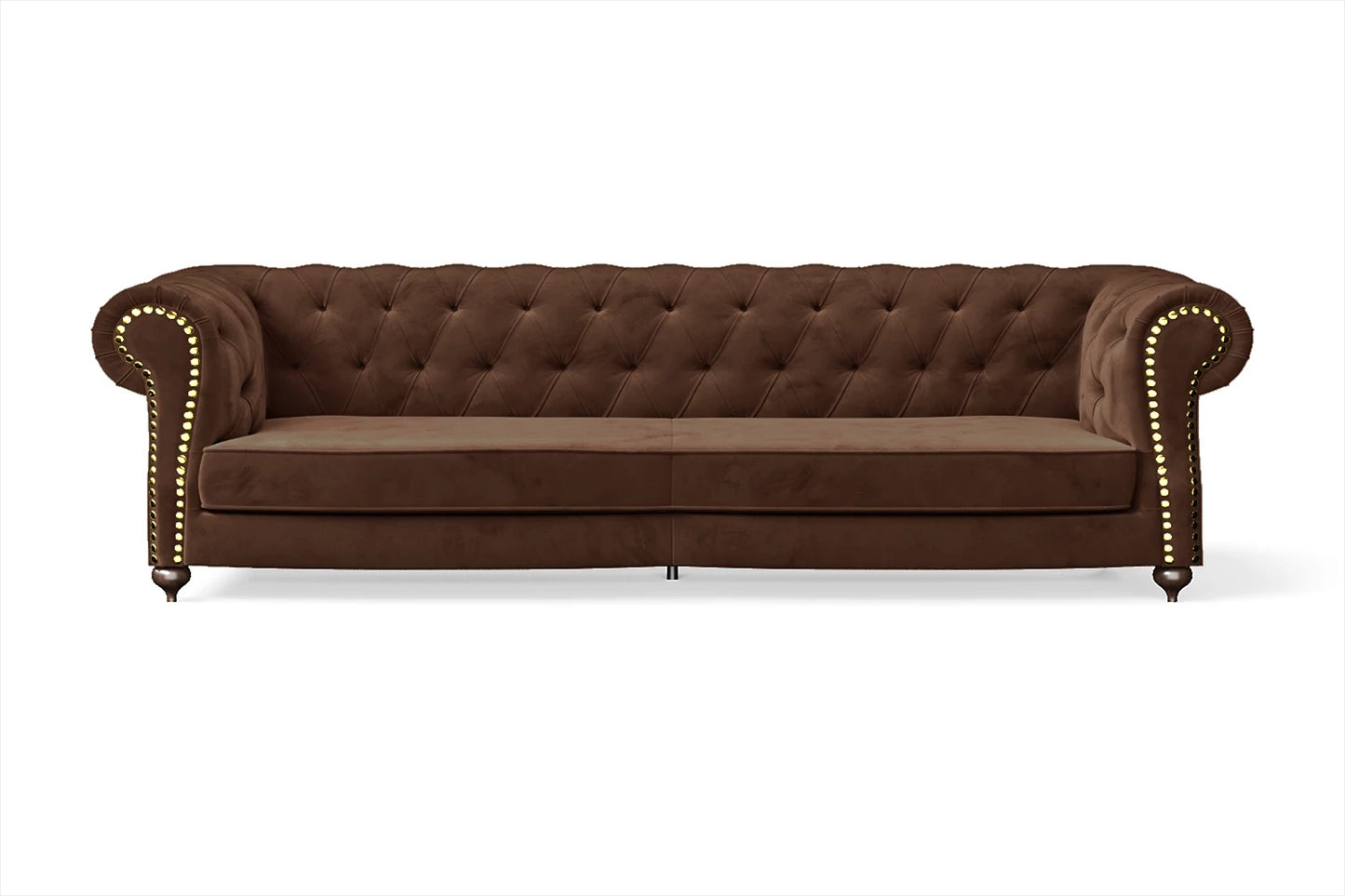 Bitonto 4 Seater Sofa Coffee Brown Velvet