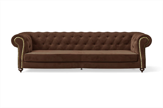 Bitonto 4 Seater Sofa Coffee Brown Velvet