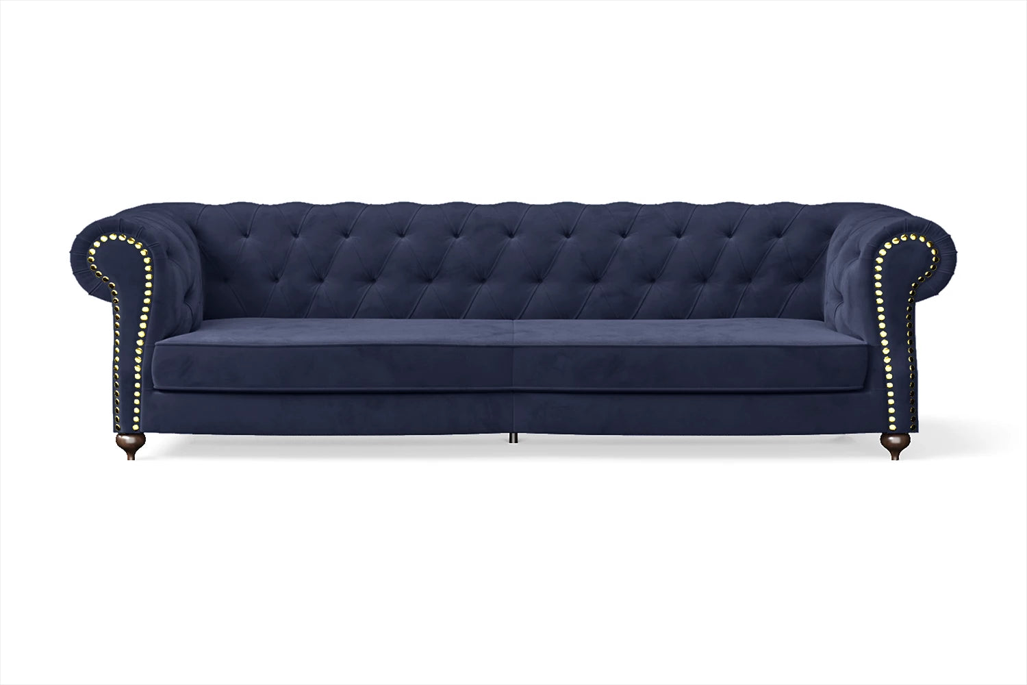 Bitonto 4 Seater Sofa Dark Blue Velvet