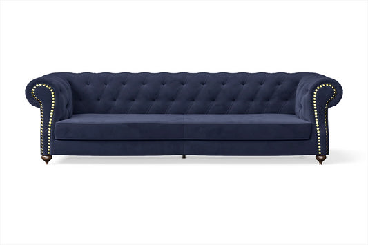 Bitonto 4 Seater Sofa Dark Blue Velvet