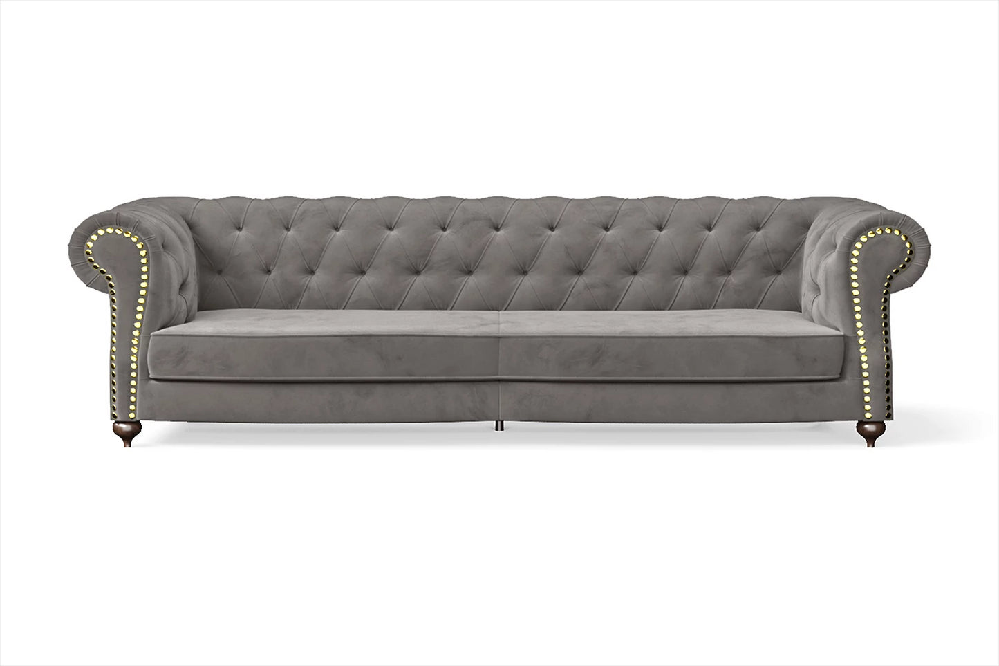 Bitonto 4 Seater Sofa Grey Velvet