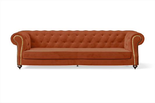 Bitonto 4 Seater Sofa Orange Velvet