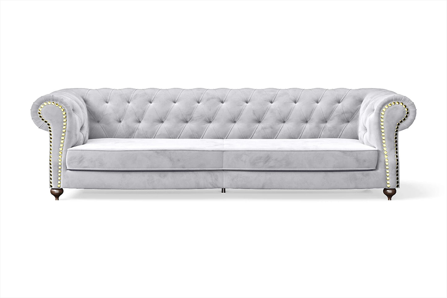 Bitonto 4 Seater Sofa Silver Velvet