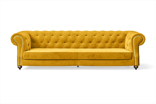 Bitonto 4 Seater Sofa Yellow Velvet