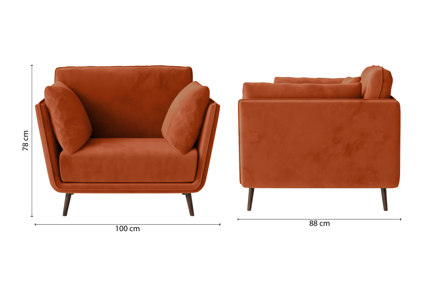 Bologna Armchair Orange Velvet