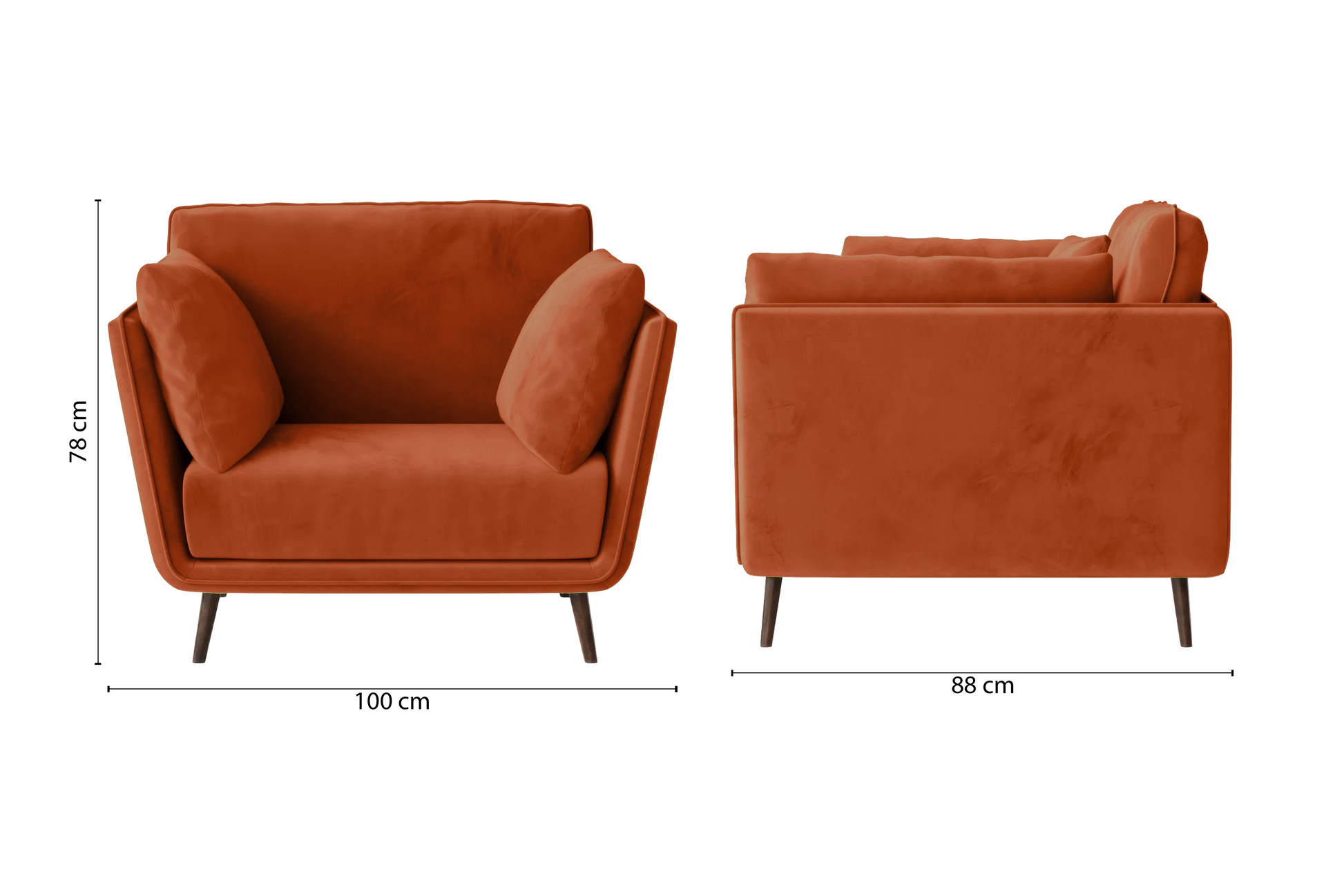 Bologna Armchair Orange Velvet