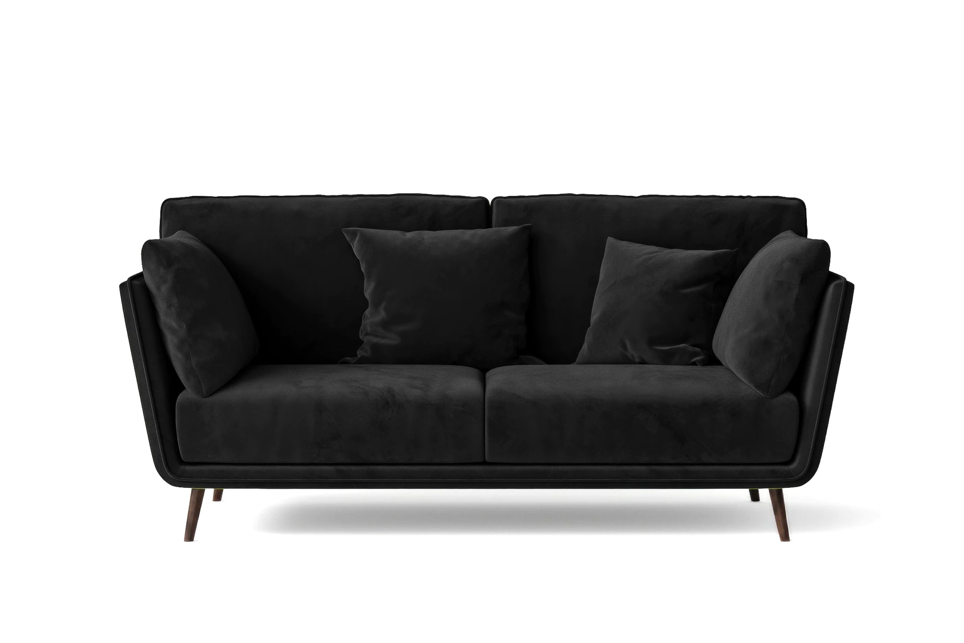 Bologna 2 Seater Sofa Black Velvet