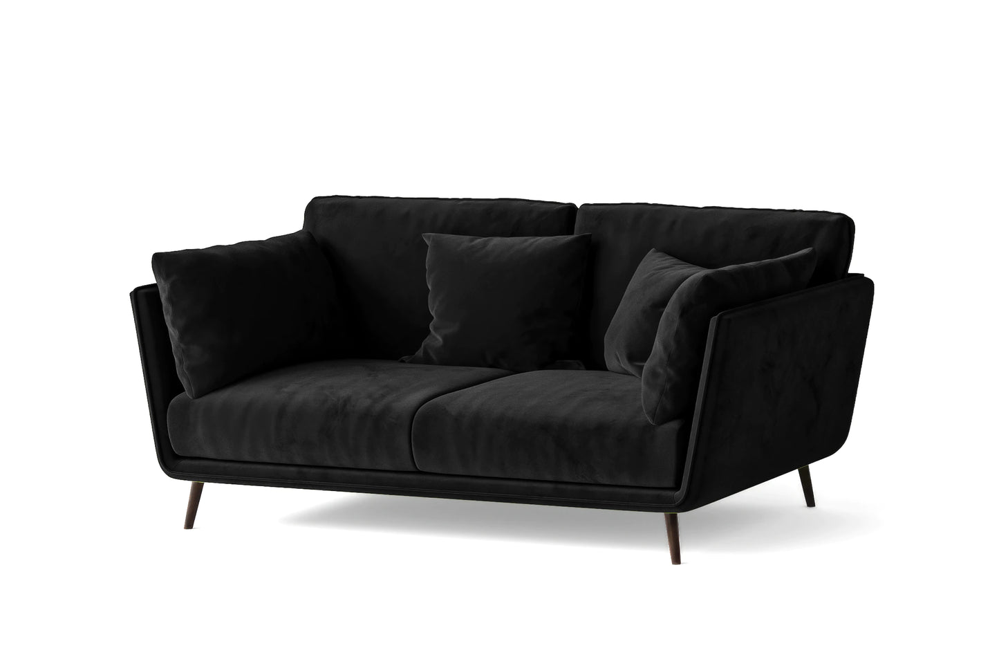 Bologna 2 Seater Sofa Black Velvet