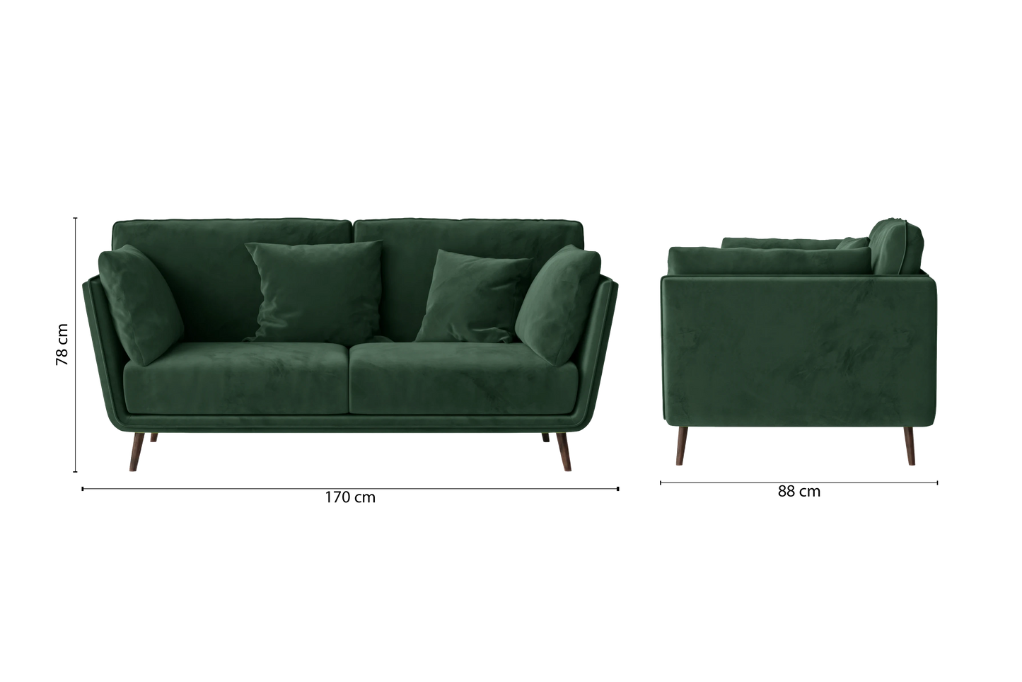 Bologna 2 Seater Sofa Green Velvet