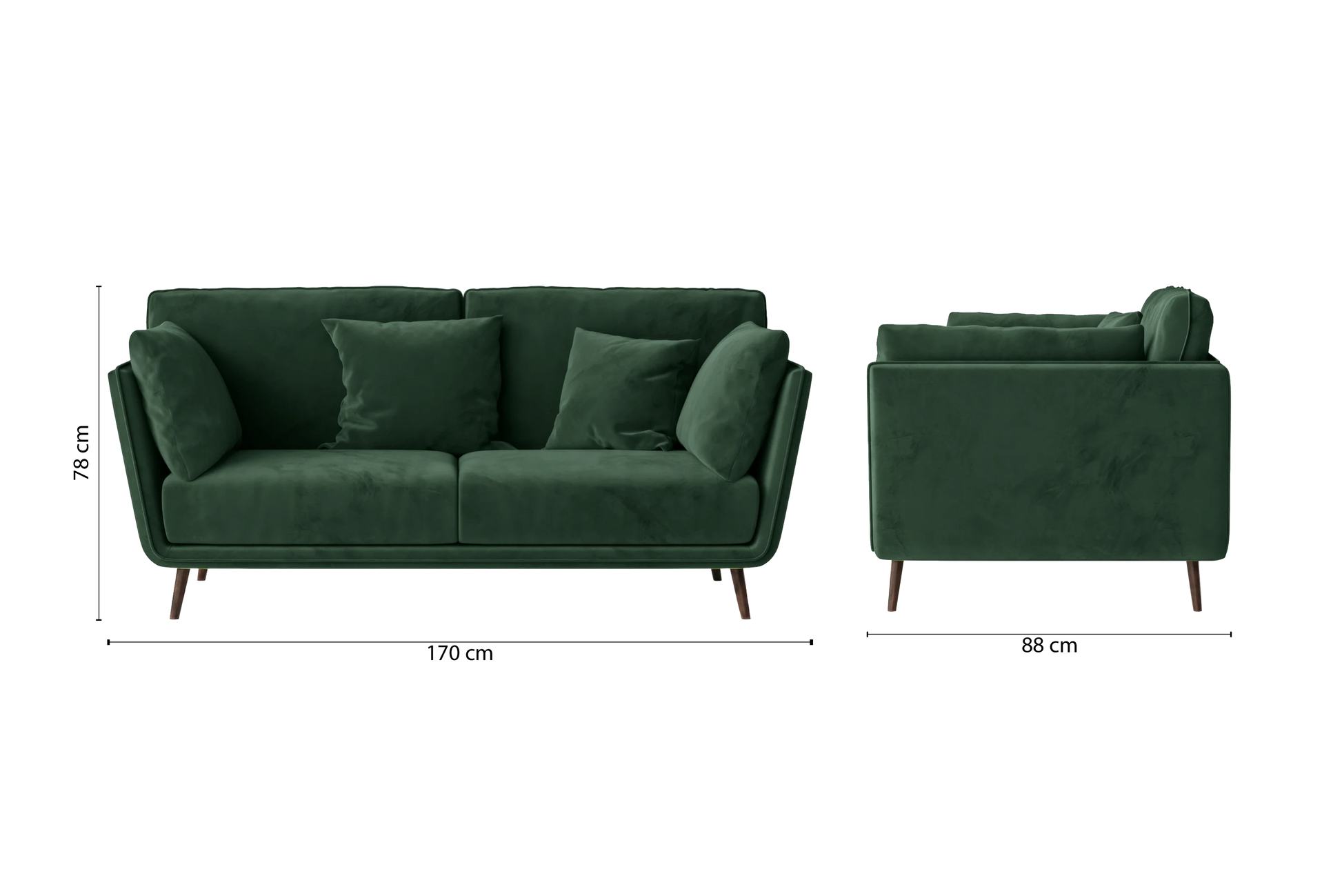 Bologna 2 Seater Sofa Green Velvet