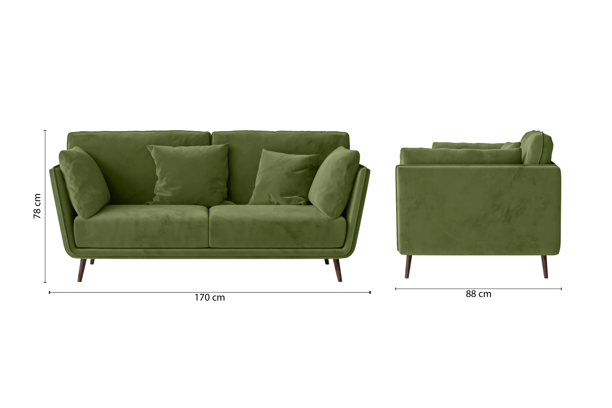 Bologna 2 Seater Sofa Lime Velvet