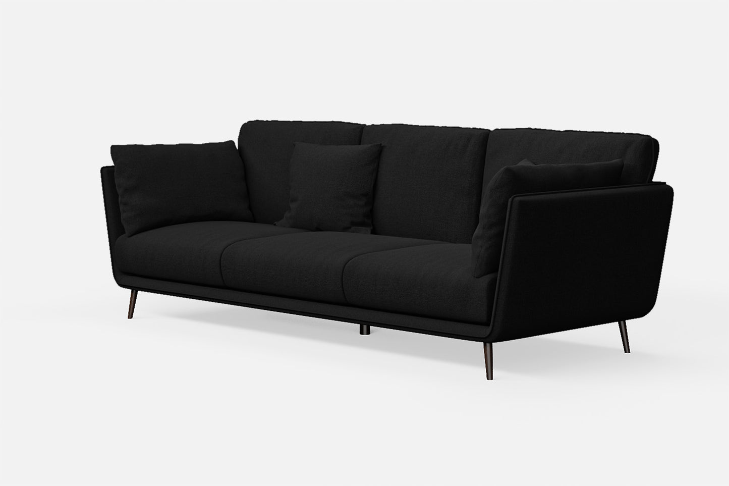 Bologna 3 Seater Sofa Black Linen Fabric