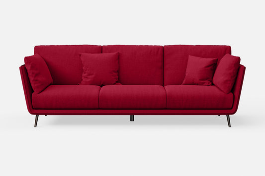 Bologna 3 Seater Sofa Red Linen Fabric