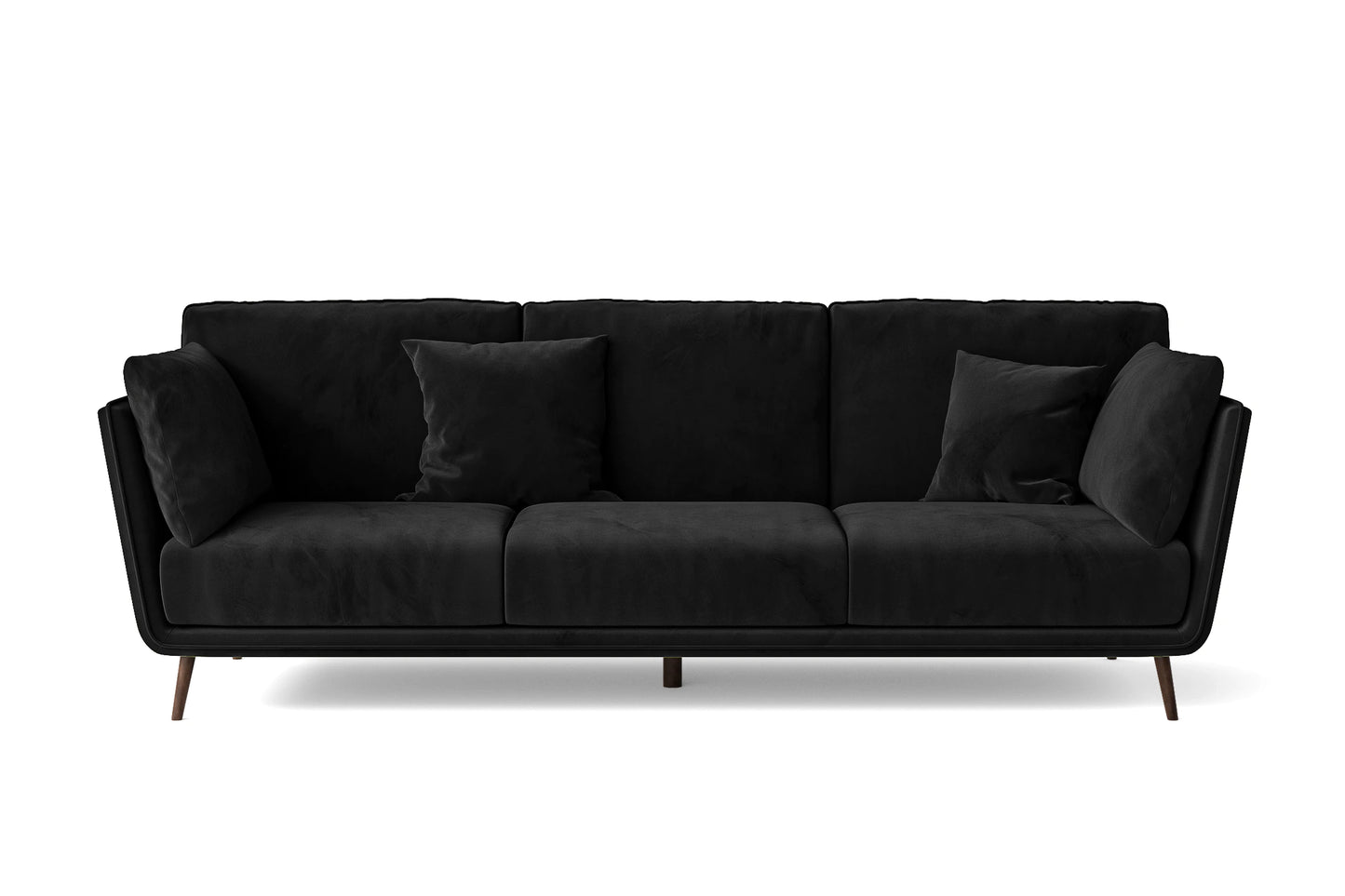 Bologna 3 Seater Sofa Black Velvet